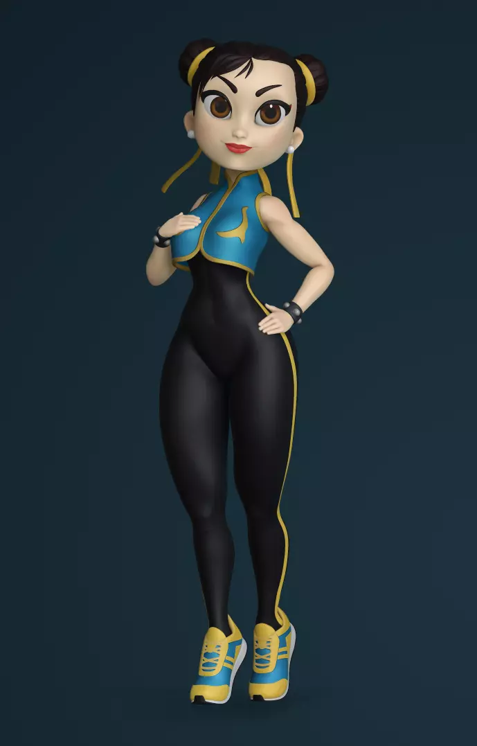 Chun-li Cartoon 3D print model_0