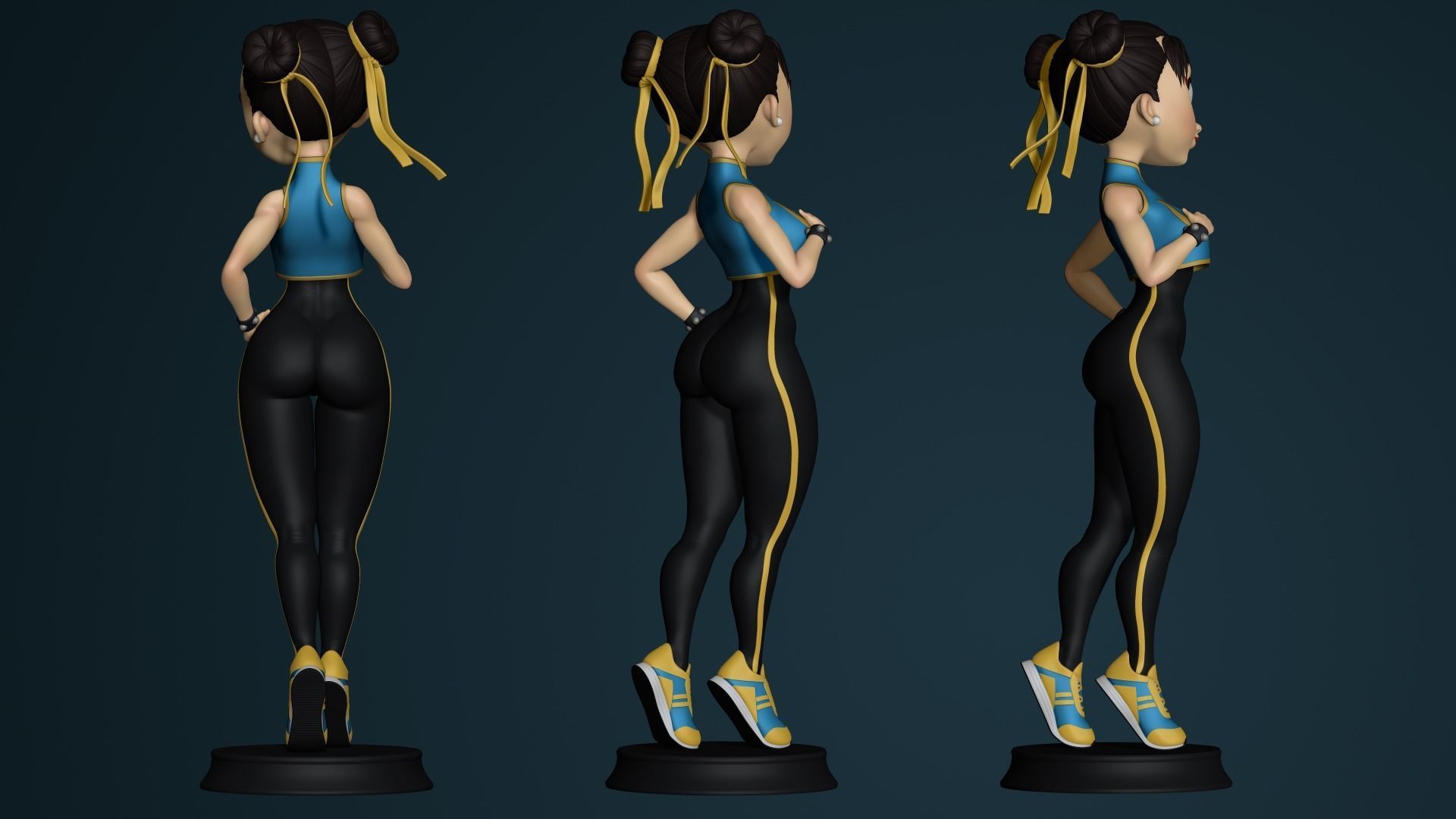 Chun-li Cartoon 3D print model_2