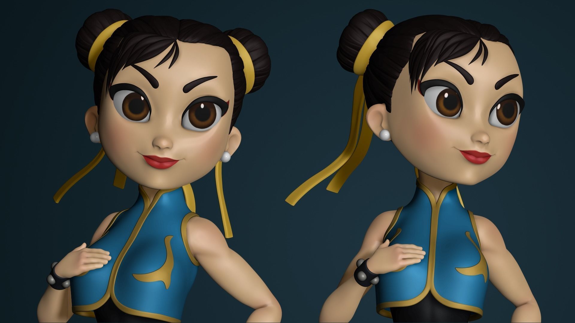 Chun-li Cartoon 3D print model_3