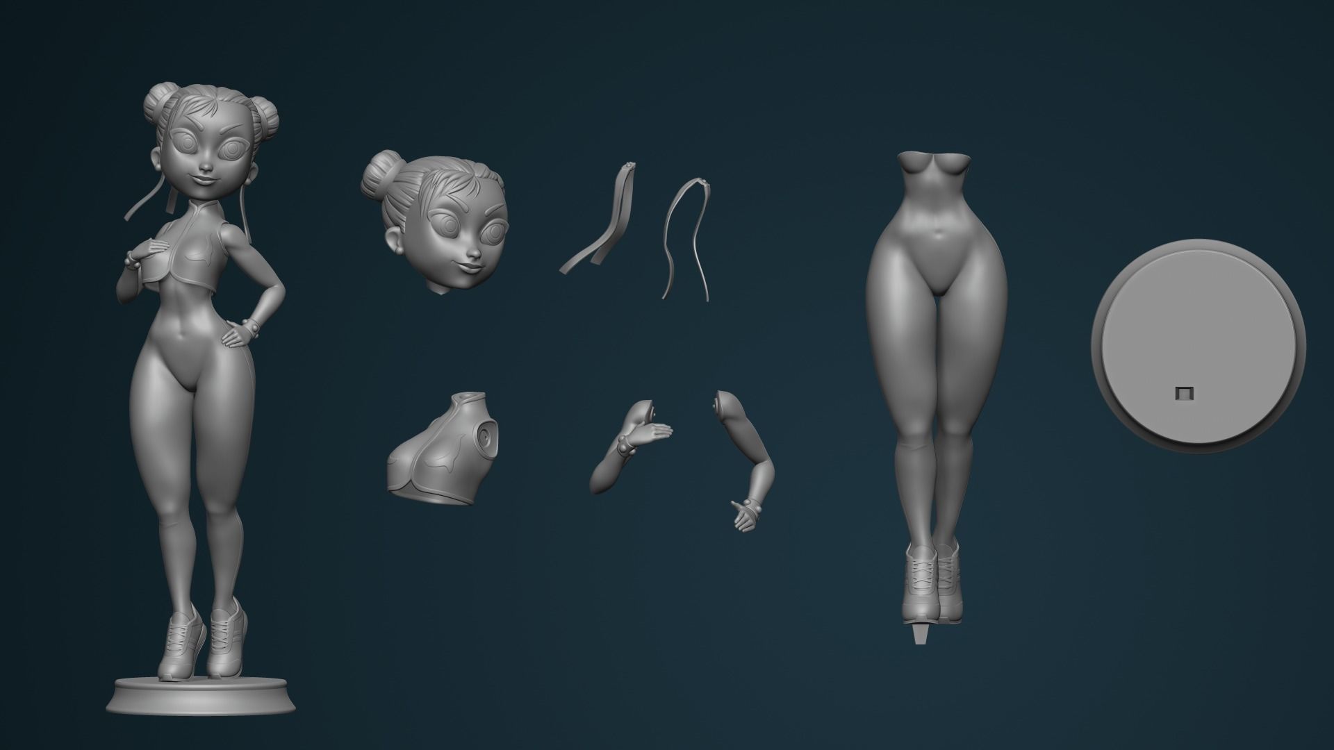 Chun-li Cartoon 3D print model_5