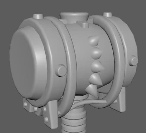 hammer water pump Low-poly 3D model_1