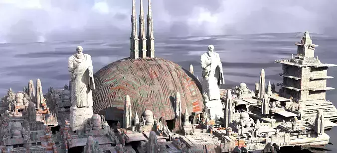 Stars Wars influenced City with statues Kit bash