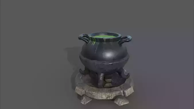 Stylized Potion Cauldron PBR low-poly 3D model