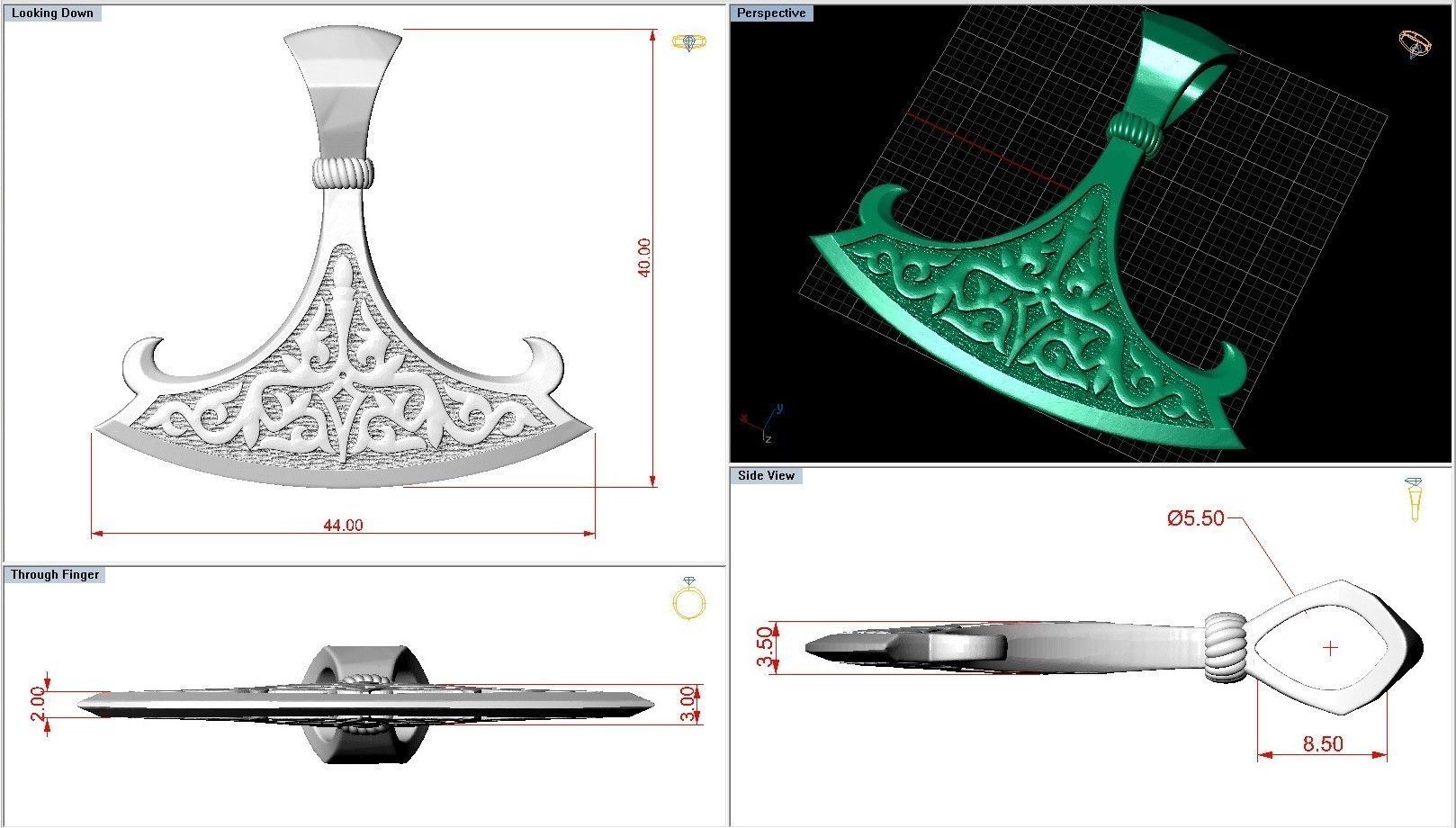 Perun Axe Slavic Viking Scandinavian Amulet Mjolnir 3D print model_6