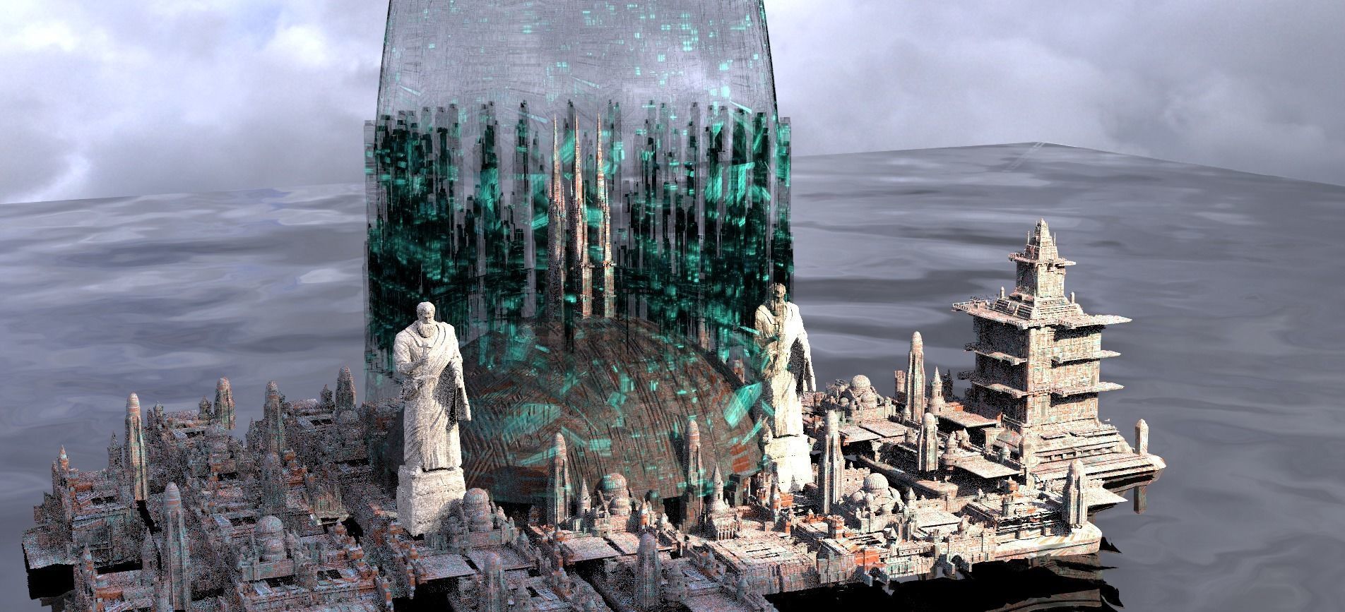 Sci fi energy Barrier City 2 3D model_1