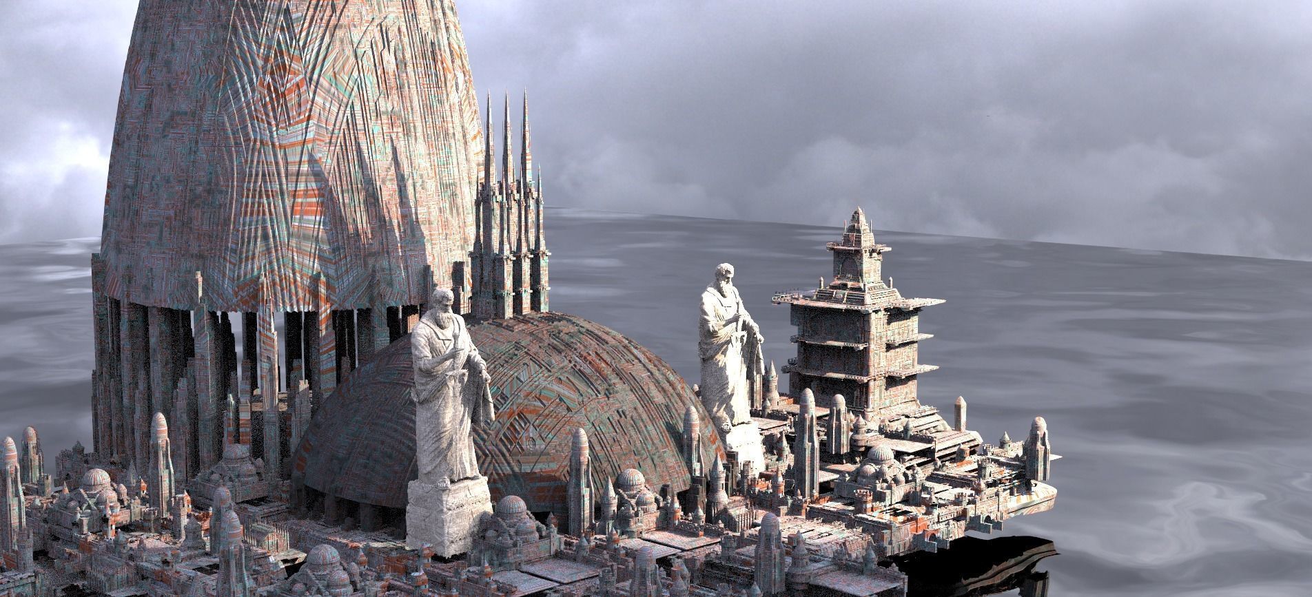 Jedi Style City Kit bash 3D model_9