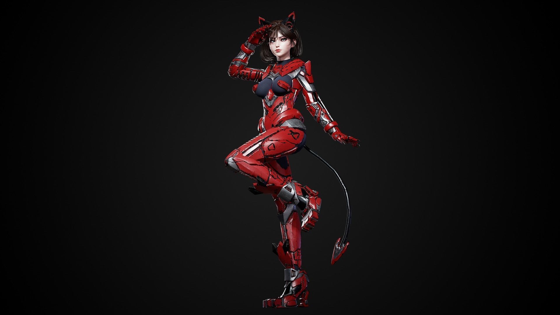 Cosmo Cat Girl - Game Ready Low-poly 3D model_14