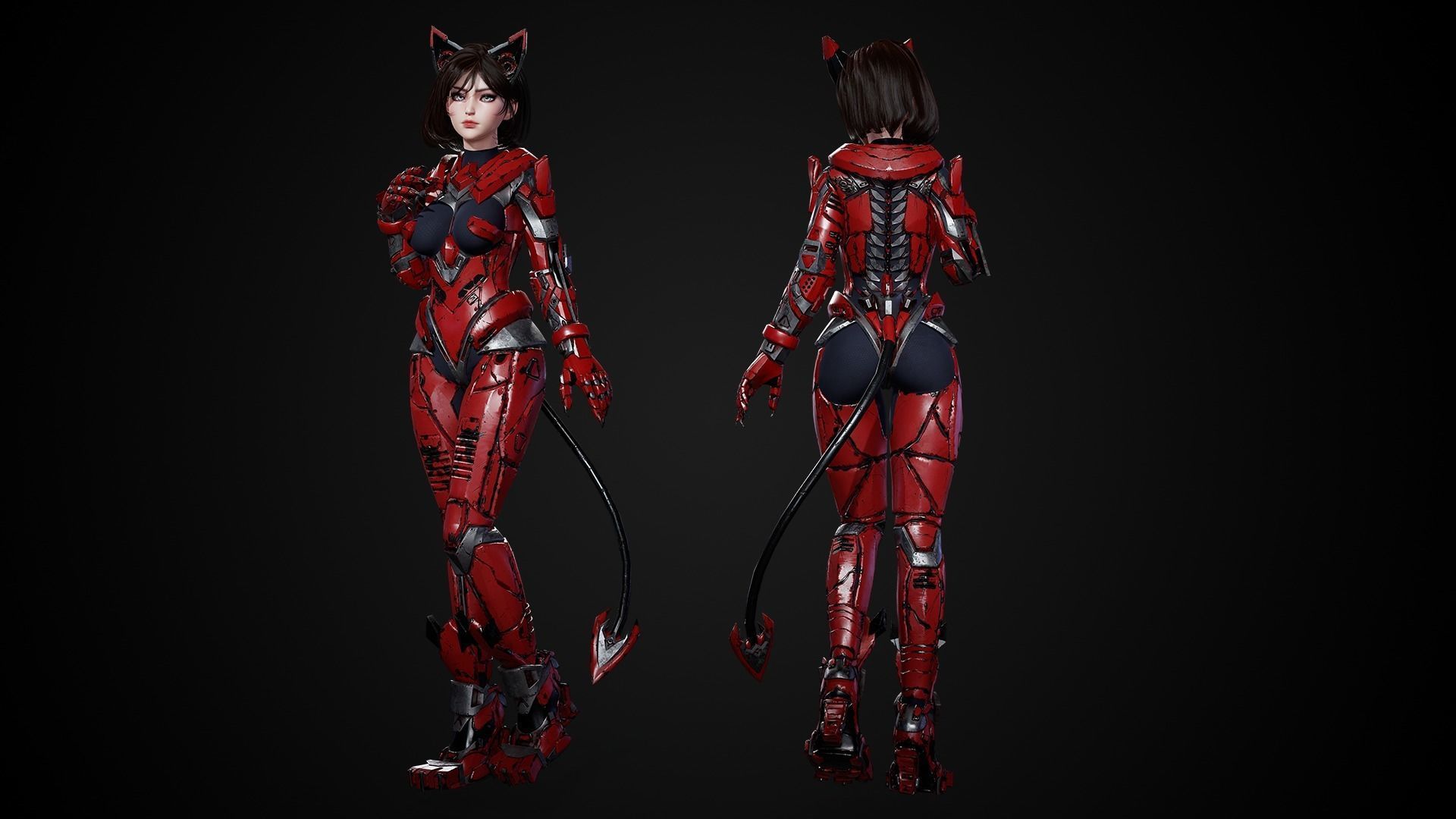 Cosmo Cat Girl - Game Ready Low-poly 3D model_5