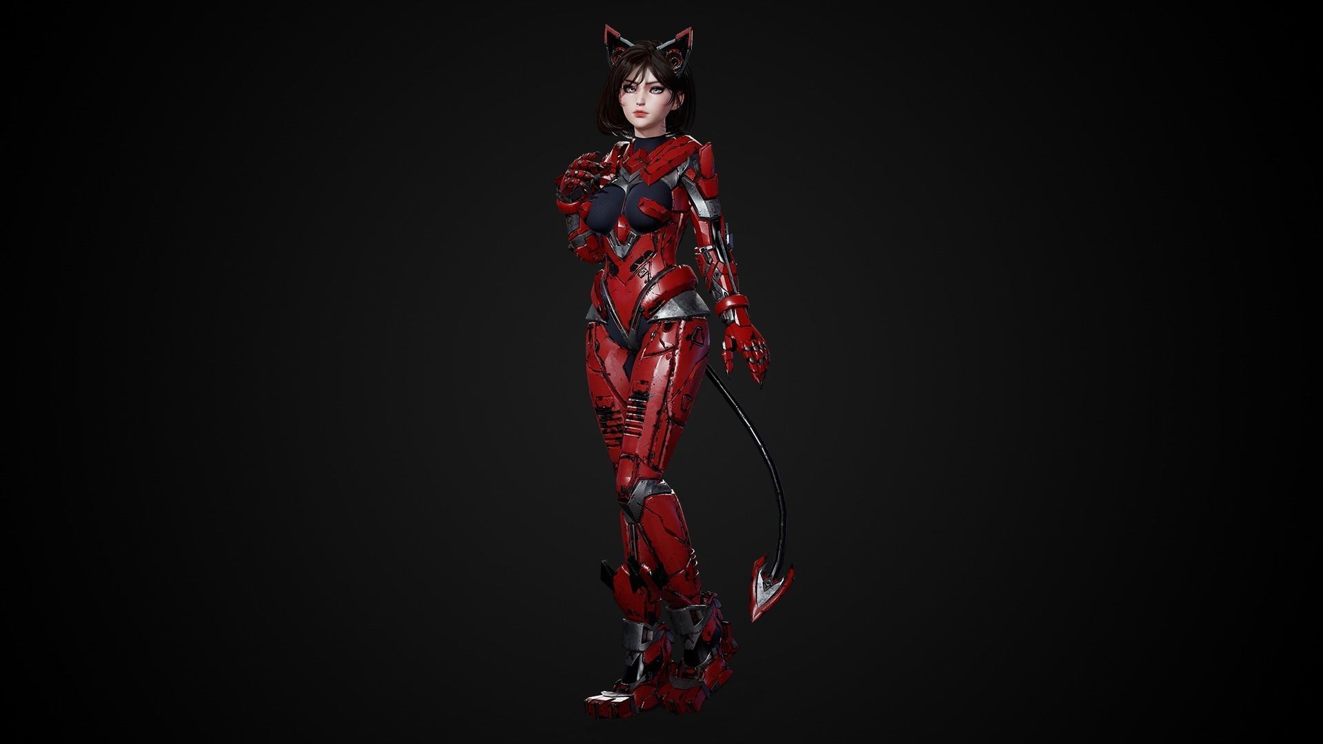 Cosmo Cat Girl - Game Ready Low-poly 3D model_11