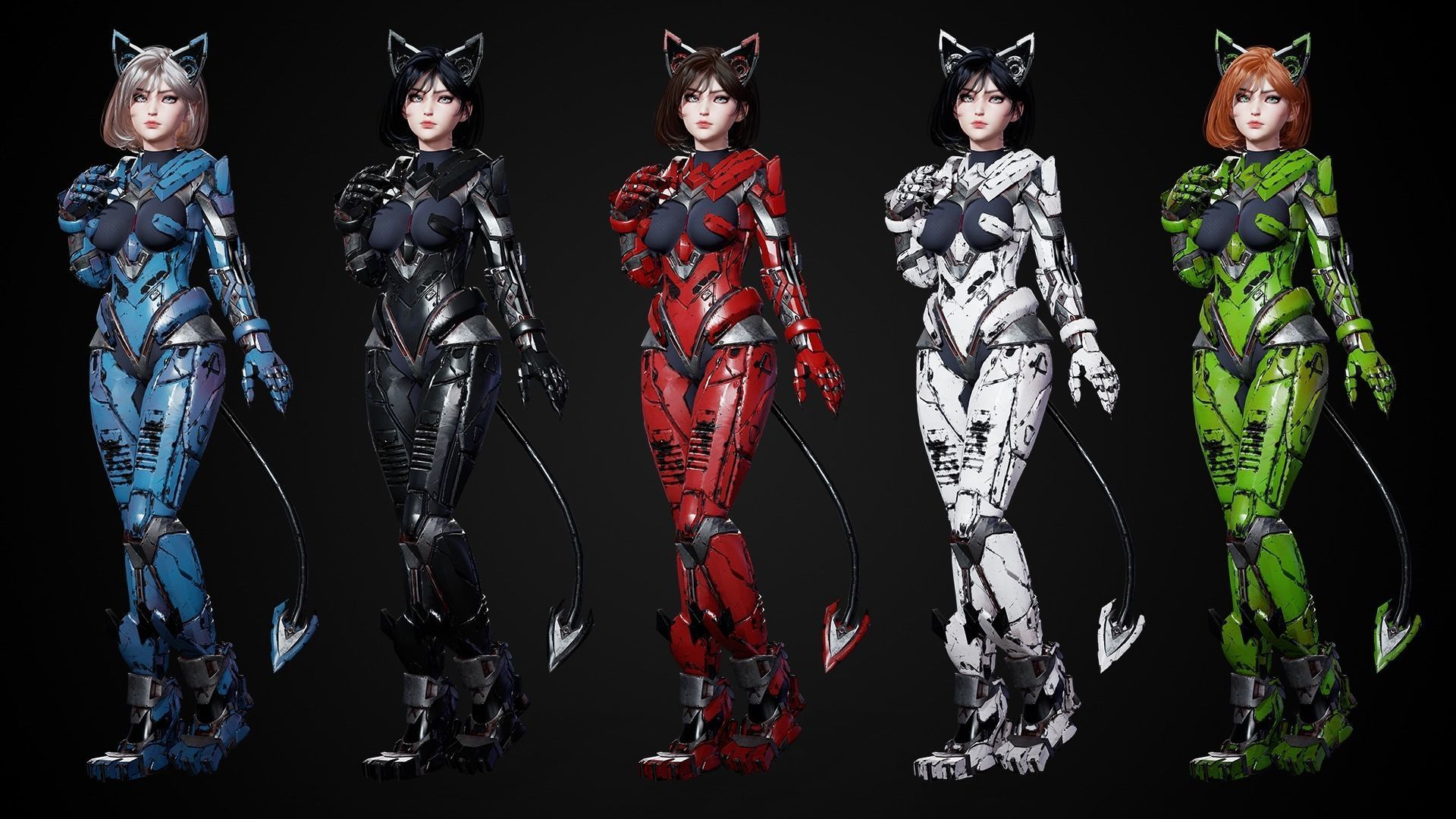 Cosmo Cat Girl - Game Ready Low-poly 3D model_2