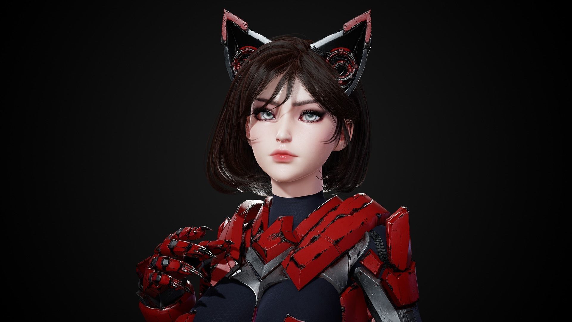 Cosmo Cat Girl - Game Ready Low-poly 3D model_10