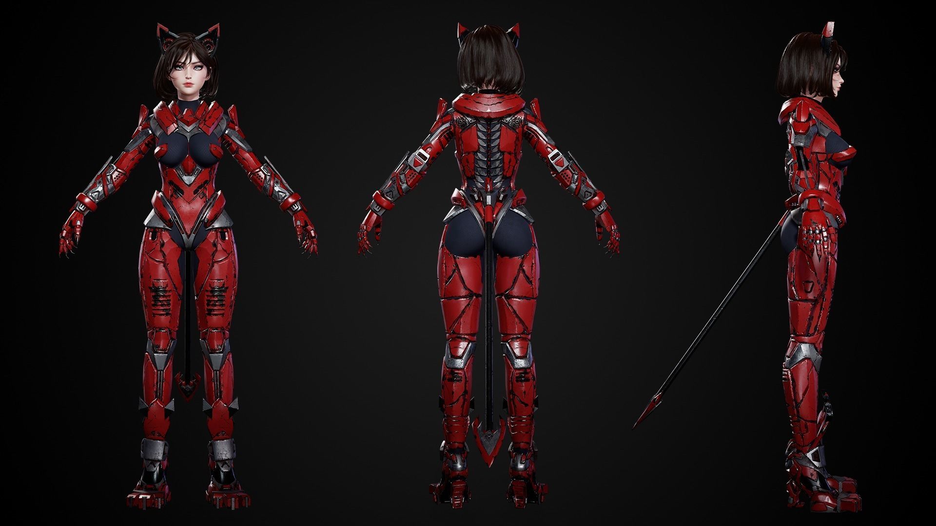 Cosmo Cat Girl - Game Ready Low-poly 3D model_6