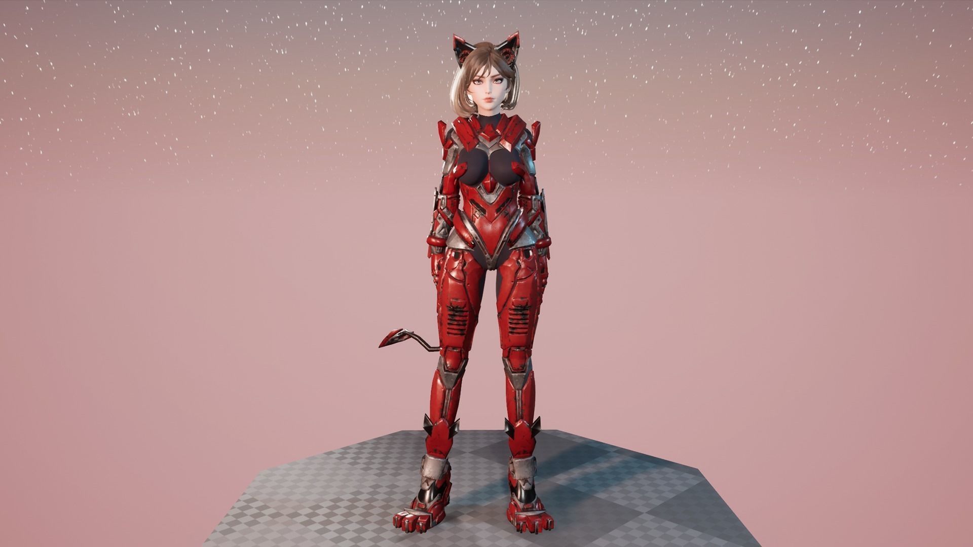 Cosmo Cat Girl - Game Ready Low-poly 3D model_28