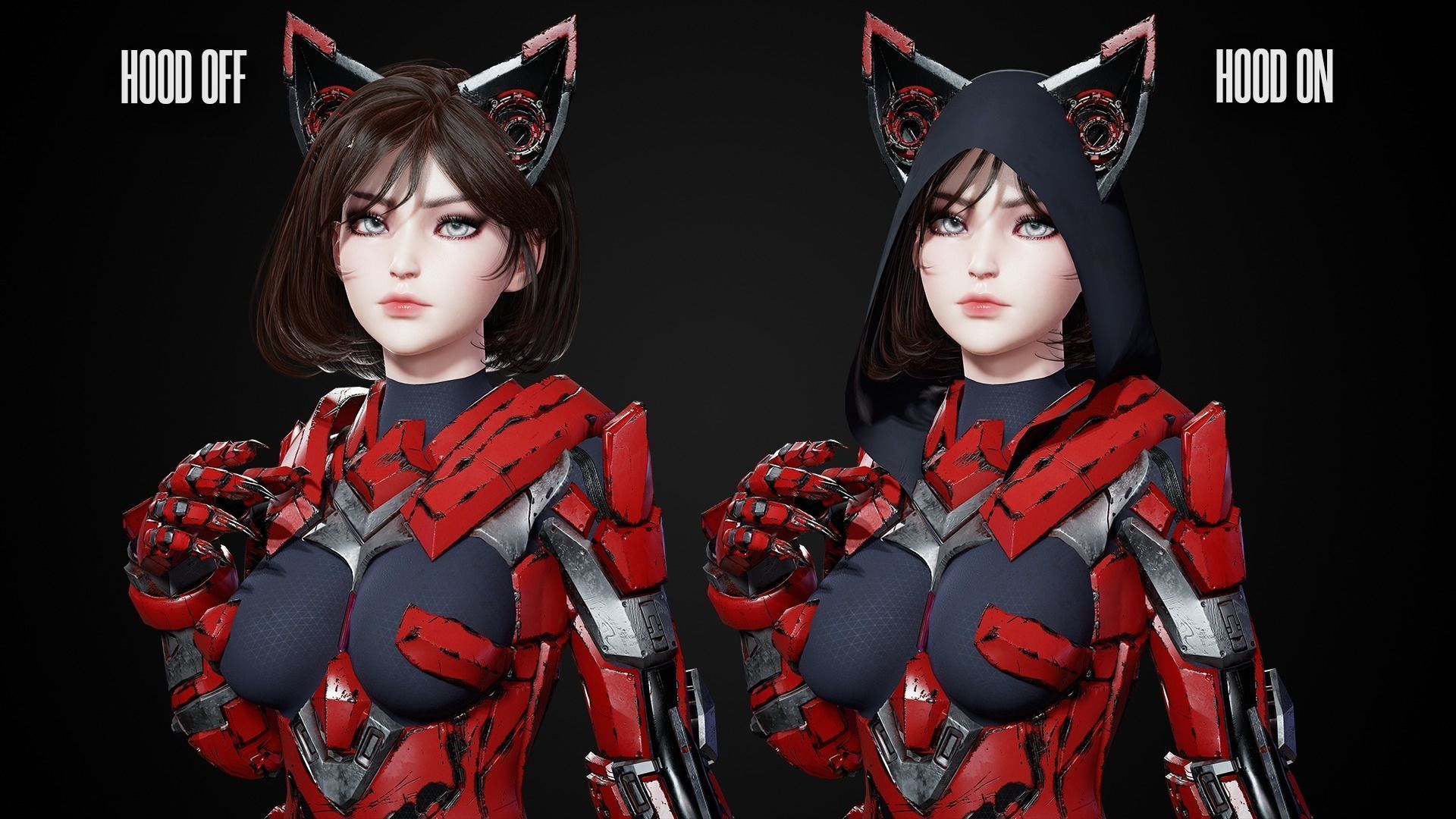 Cosmo Cat Girl - Game Ready Low-poly 3D model_16