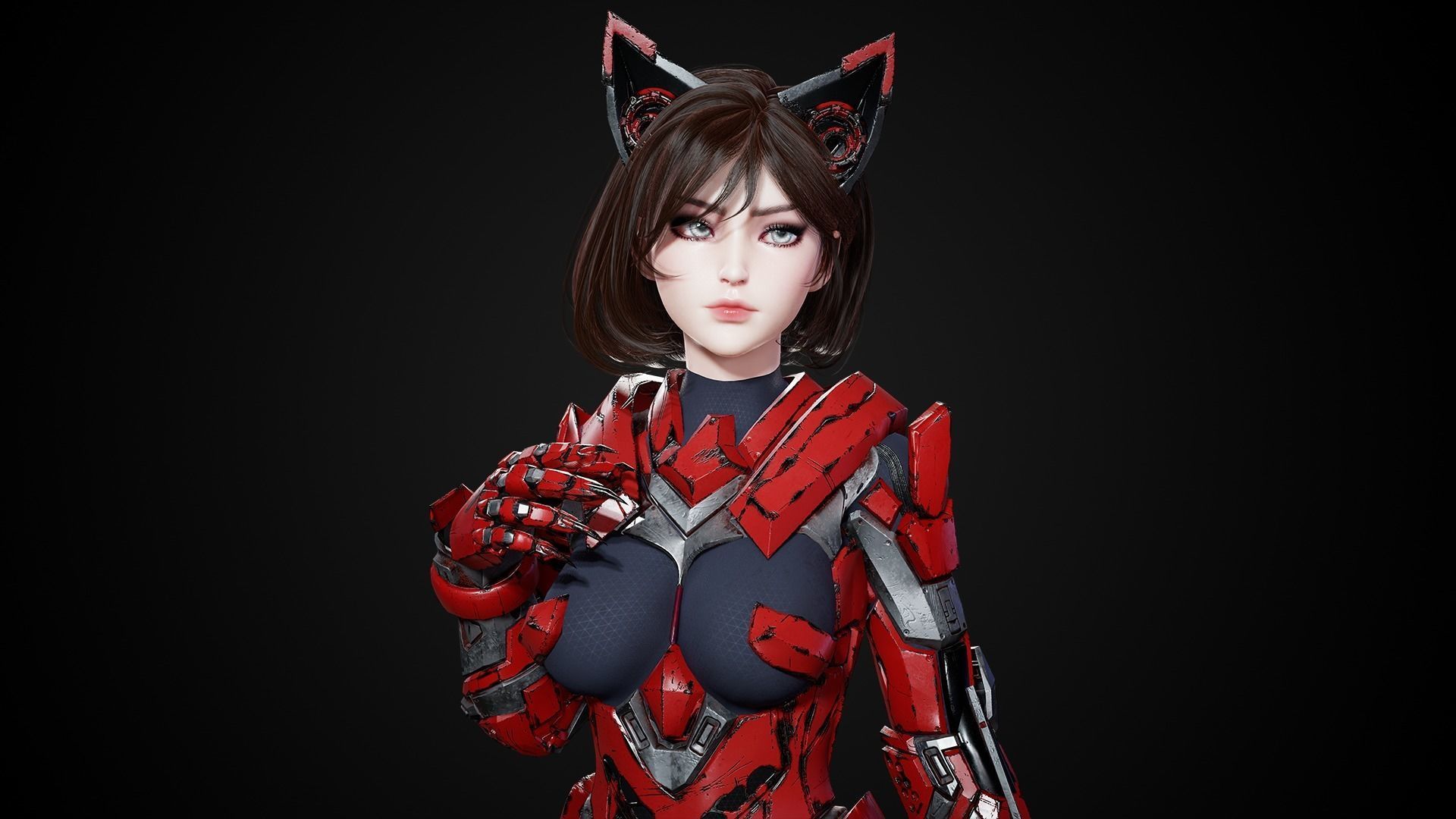 Cosmo Cat Girl - Game Ready Low-poly 3D model_9