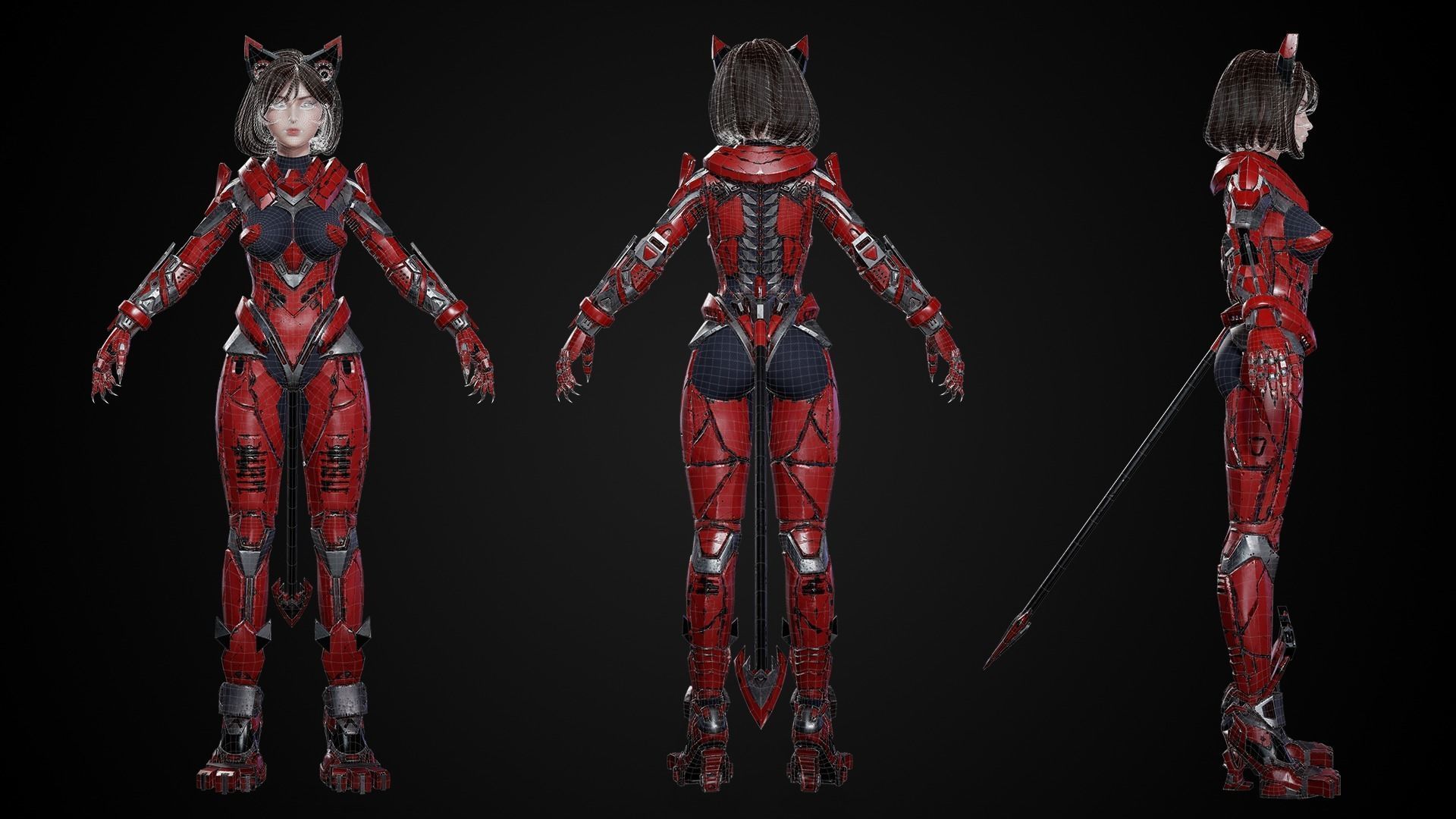 Cosmo Cat Girl - Game Ready Low-poly 3D model_7