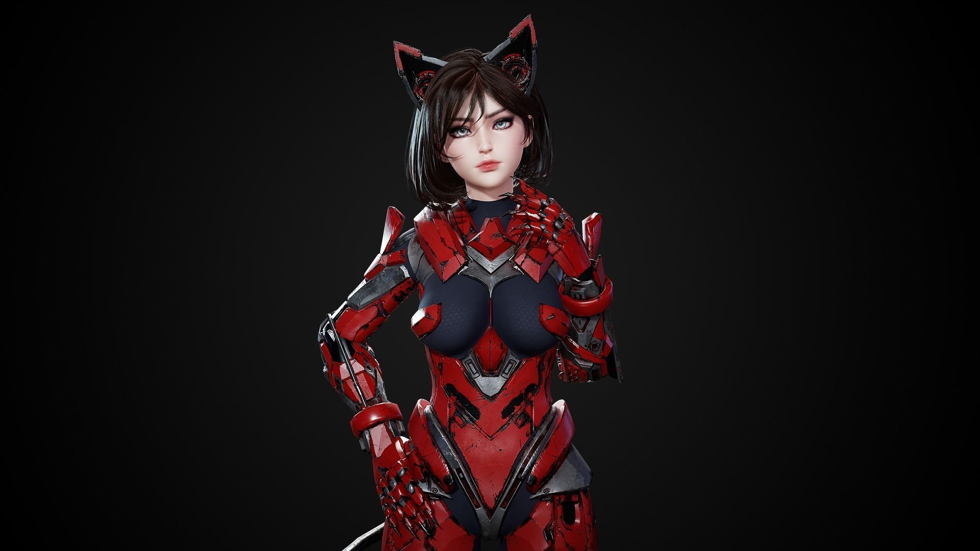 Cosmo Cat Girl - Game Ready Low-poly 3D model_15