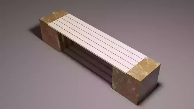 Bench made of wood and marble
