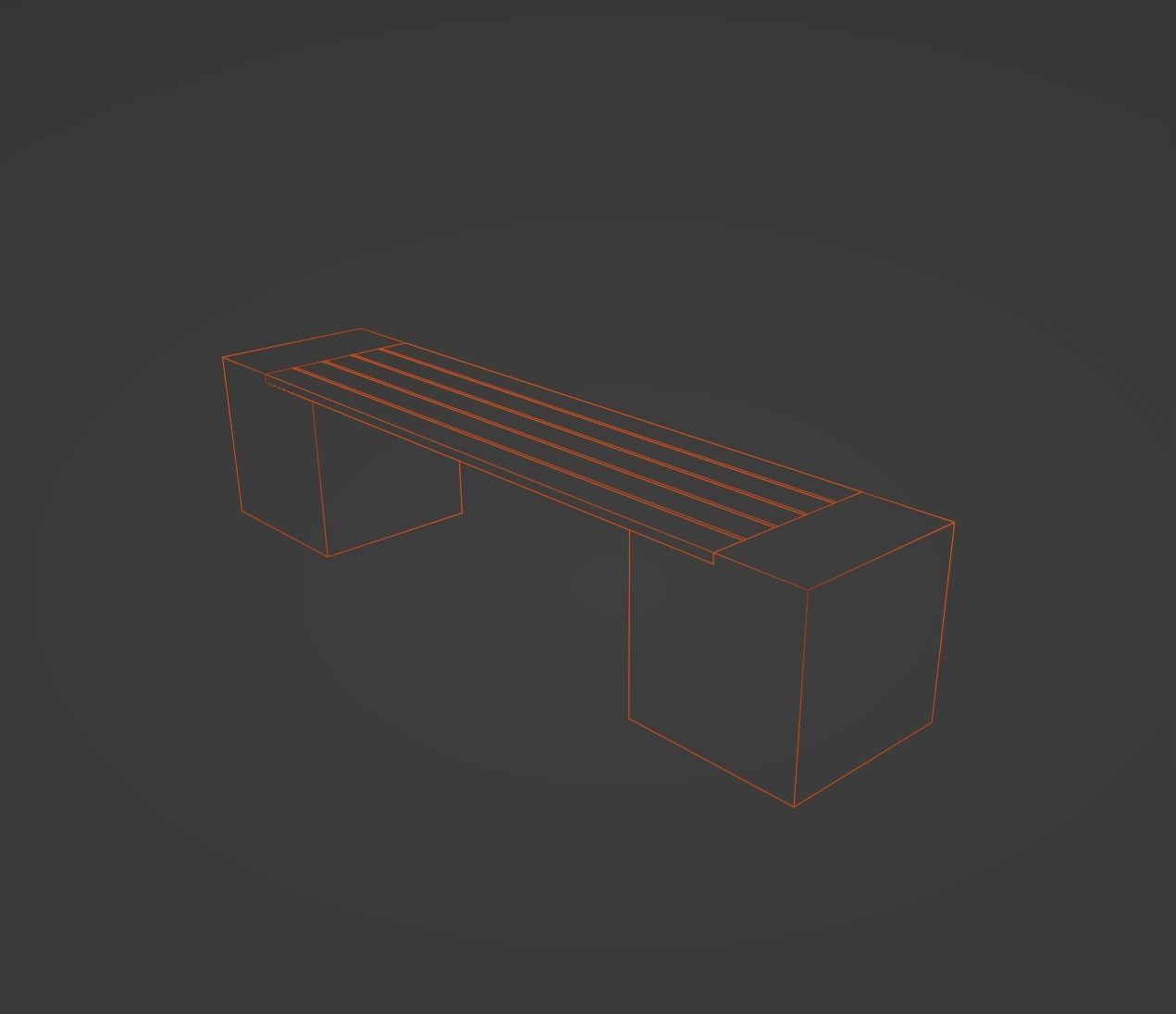 Bench made of wood and marble Low-poly 3D model_5