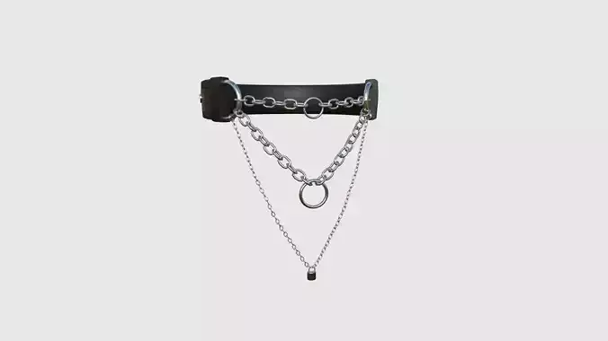 Choker Collar C01 Black Silver - Character Design Punk Gothic Low-poly 3D model
