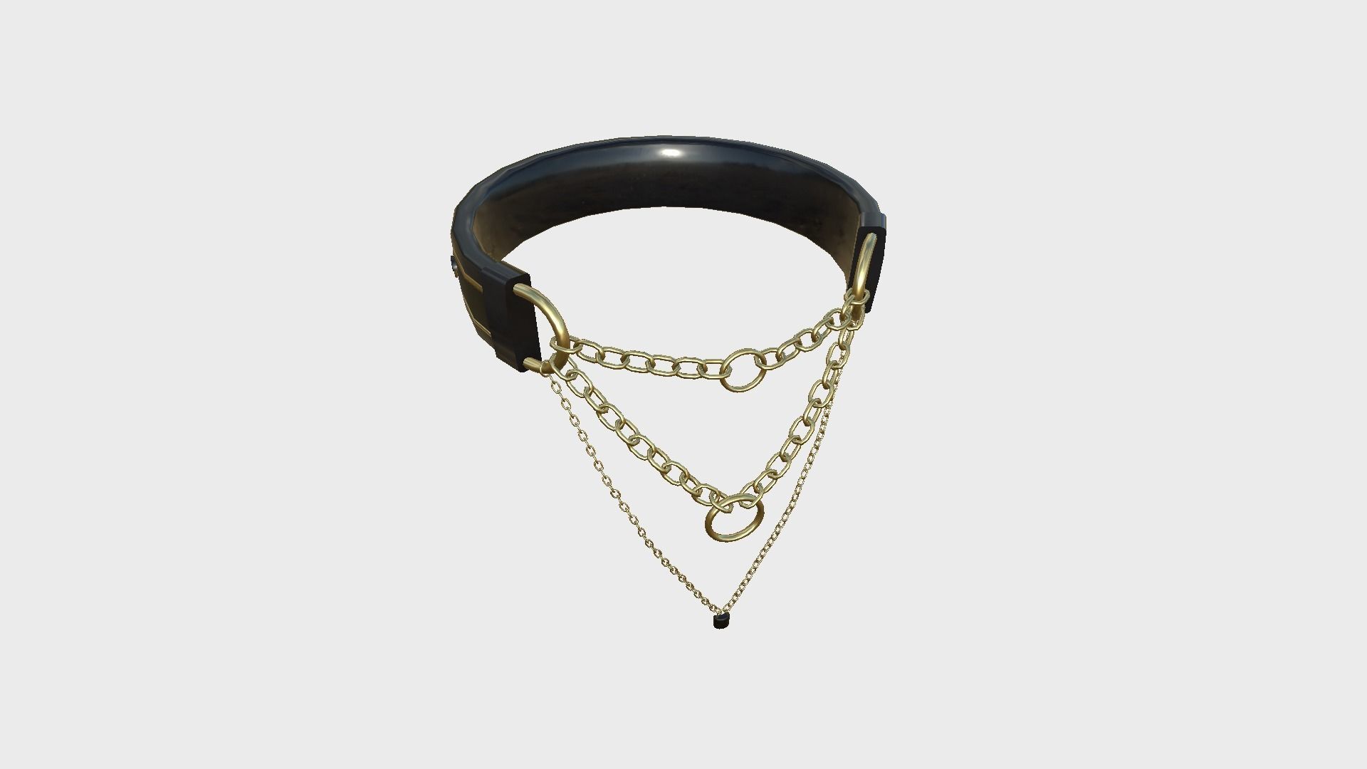 Choker Collar C02 Black Gold - Character Design Punk Gothic Low-poly 3D model_4