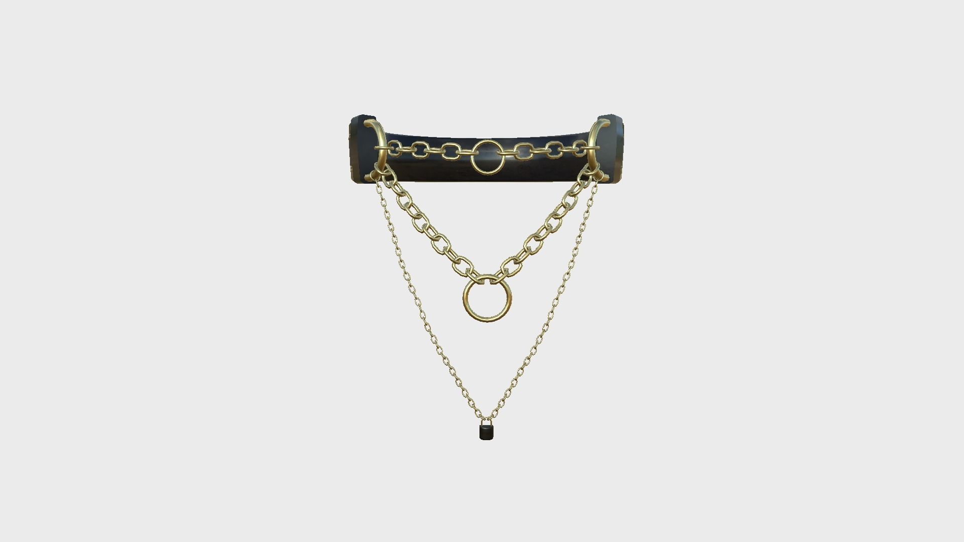 Choker Collar C02 Black Gold - Character Design Punk Gothic Low-poly 3D model_1