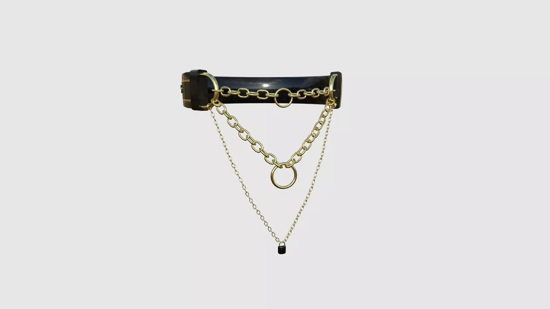Choker Collar C02 Black Gold - Character Design Punk Gothic Low-poly 3D model_0