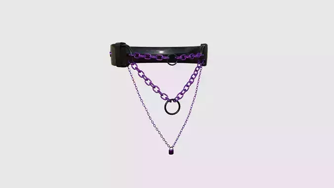 Choker Collar C03 Black Purple - Character Design Punk Gothic Low-poly 3D model