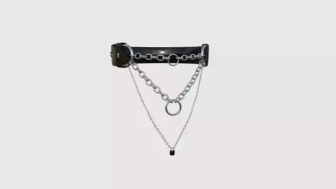 Choker Collar C05 Black Skull - Character Design Punk Gothic Low-poly 3D model
