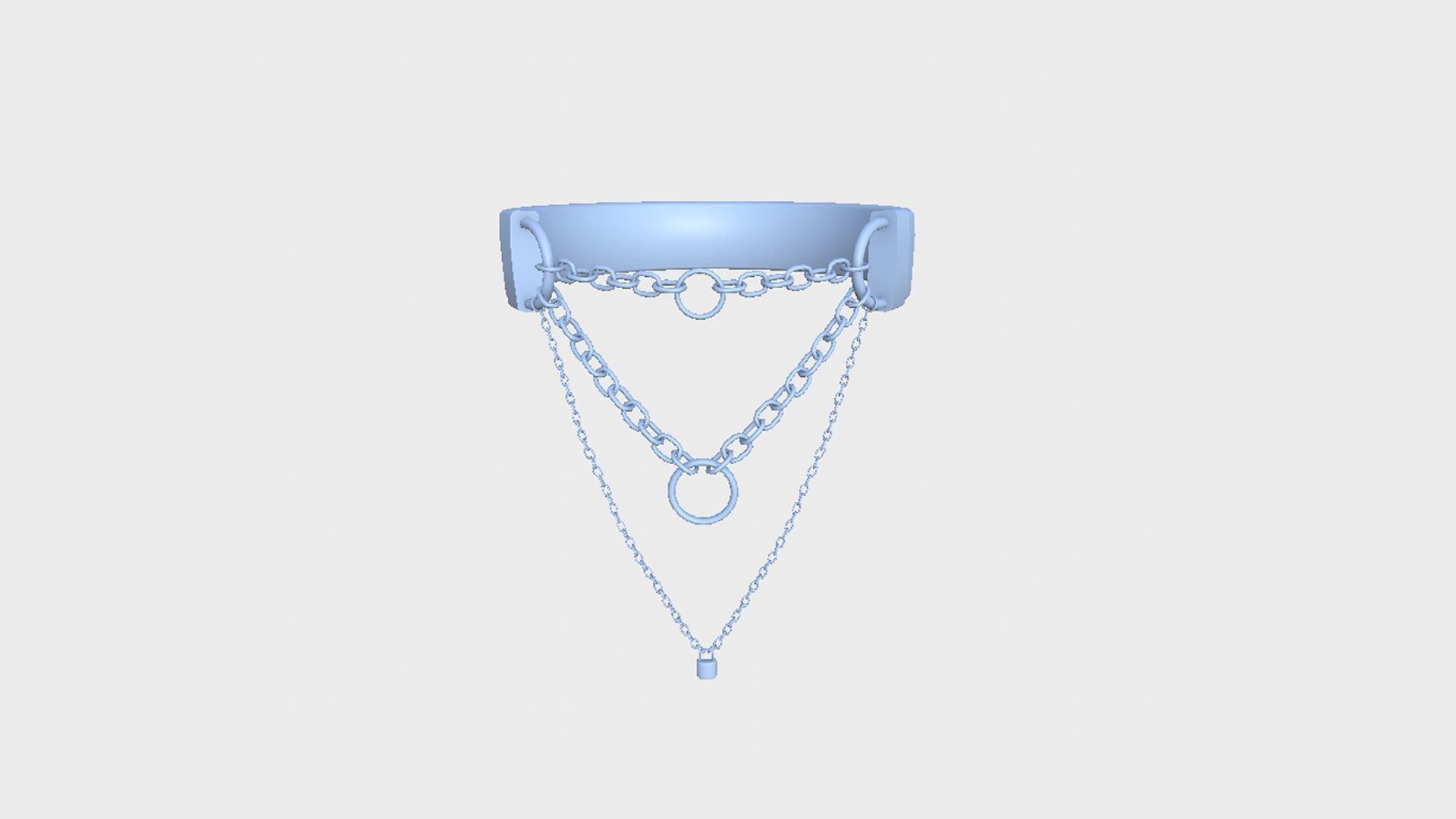 Choker Collar C06 Full Black - Character Design Punk Gothic Low-poly 3D model_7