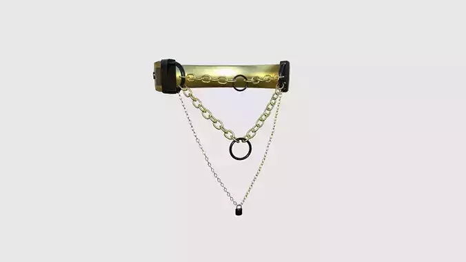 Choker Collar C07 Gold - Character Design Punk Gothic Low-poly 3D model