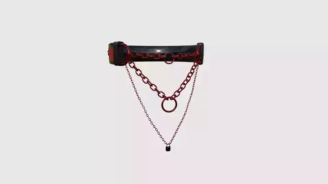 Choker Collar C08 Black Red - Character Design Punk Gothic Low-poly 3D model