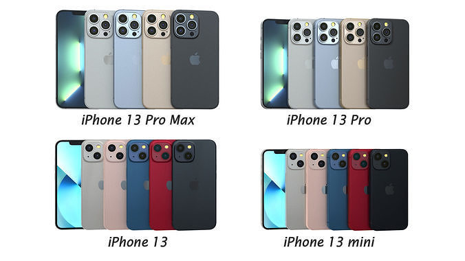Apple iPhone 13 Collection All Color Low-poly 3D model
