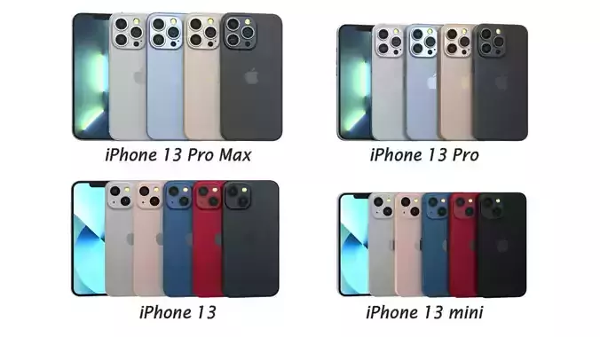 Apple iPhone 13 Collection All Color Low-poly 3D model