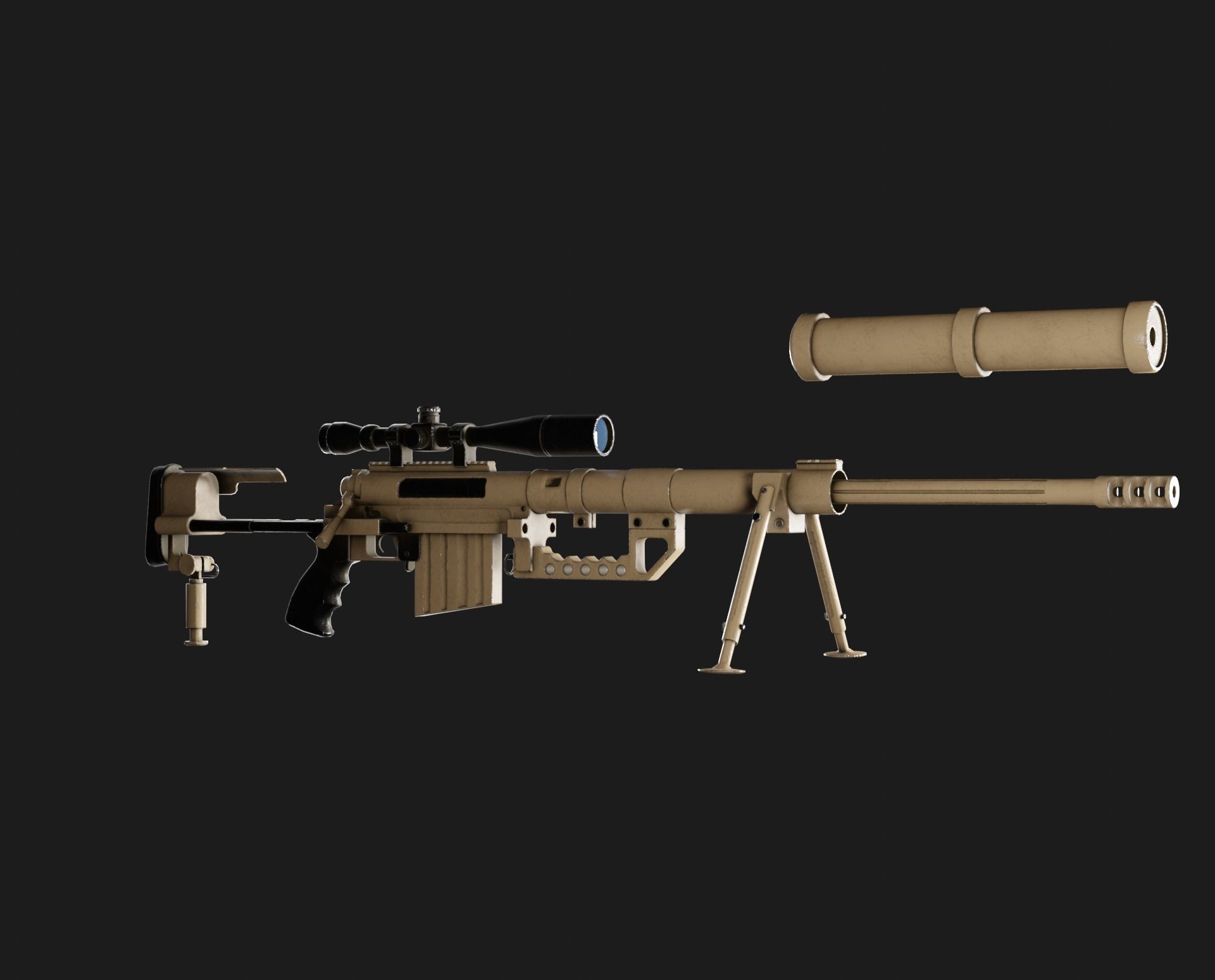 Cheytac M200 Game ready Model Low-poly 3D model Low-poly 3D model_3