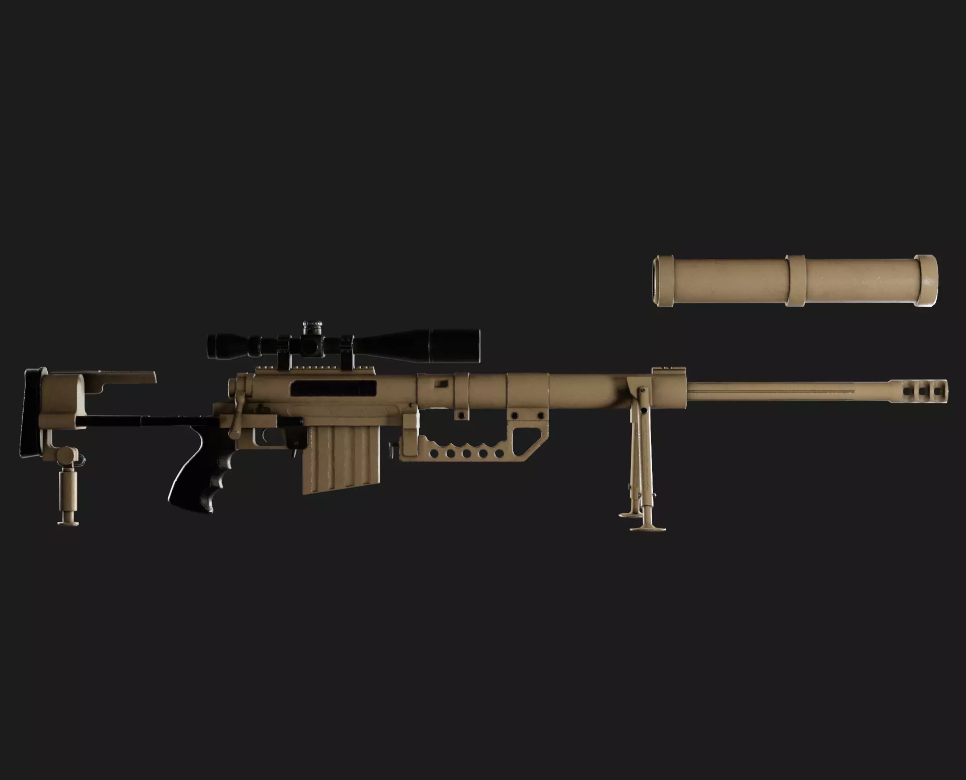 Cheytac M200 Game ready Model Low-poly 3D model Low-poly 3D model_0