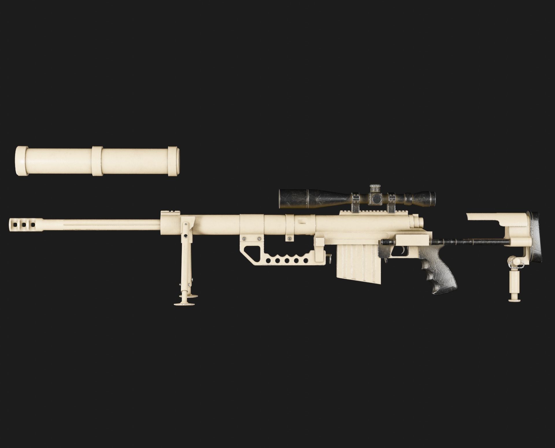 Cheytac M200 Game ready Model Low-poly 3D model Low-poly 3D model_2