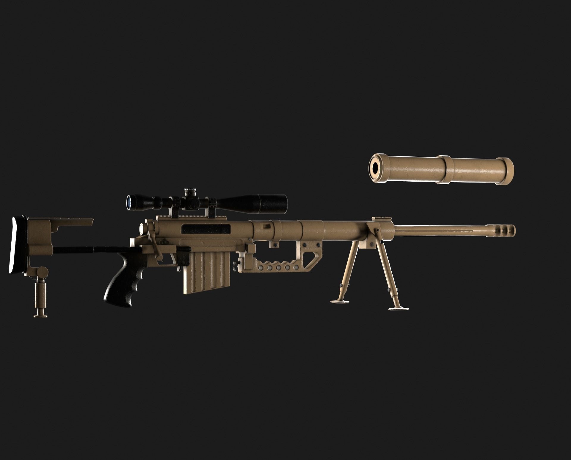 Cheytac M200 Game ready Model Low-poly 3D model Low-poly 3D model_1