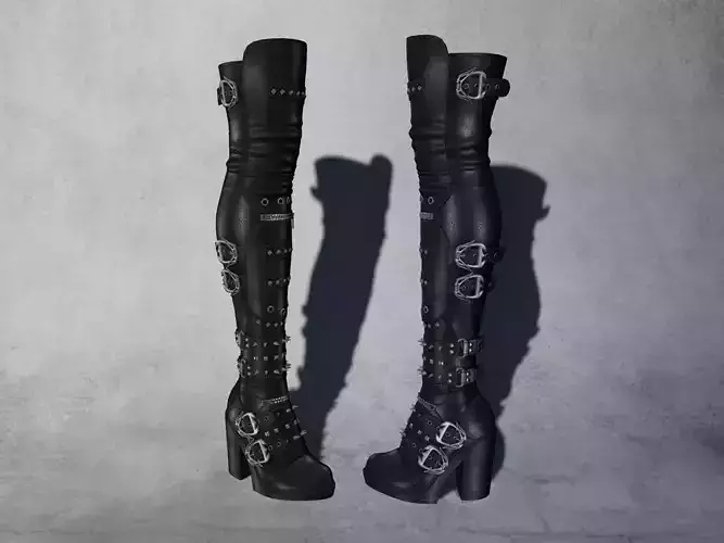 Leather Boots 3D Black 9 Low-poly 3D model