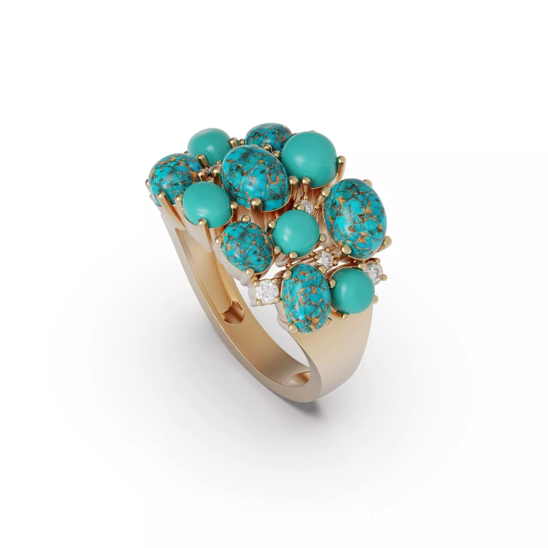 Fashion ring several stone 3D print model