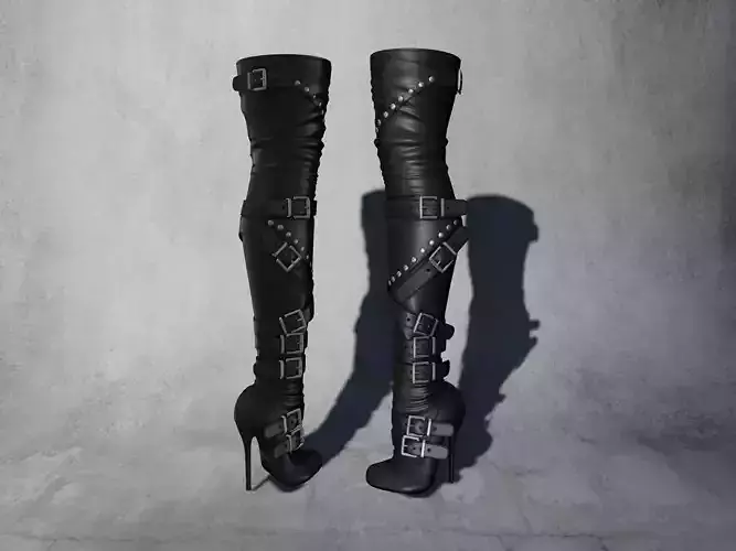Leather Boots 3D Black 10 Low-poly 3D model