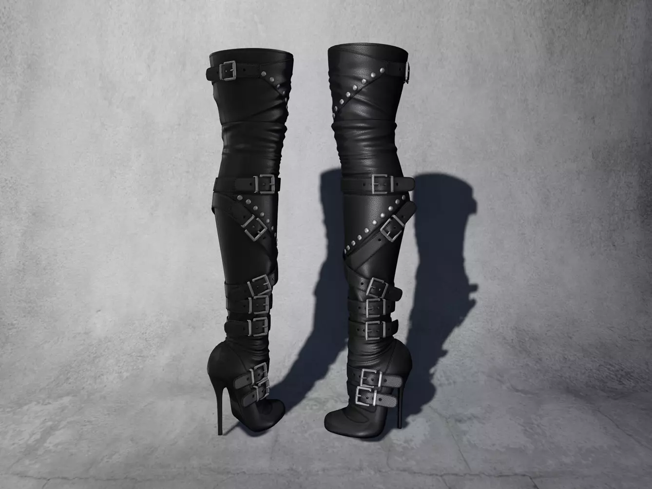 Leather Boots 3D Black 10 Low-poly 3D model