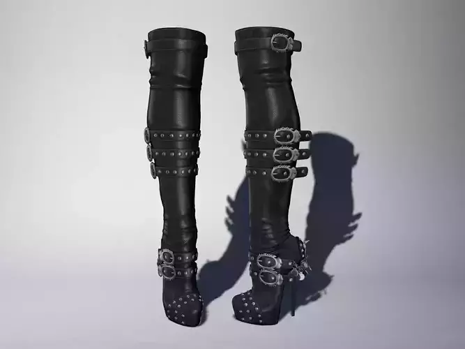 Leather Boots 3D Black 11 Low-poly 3D model