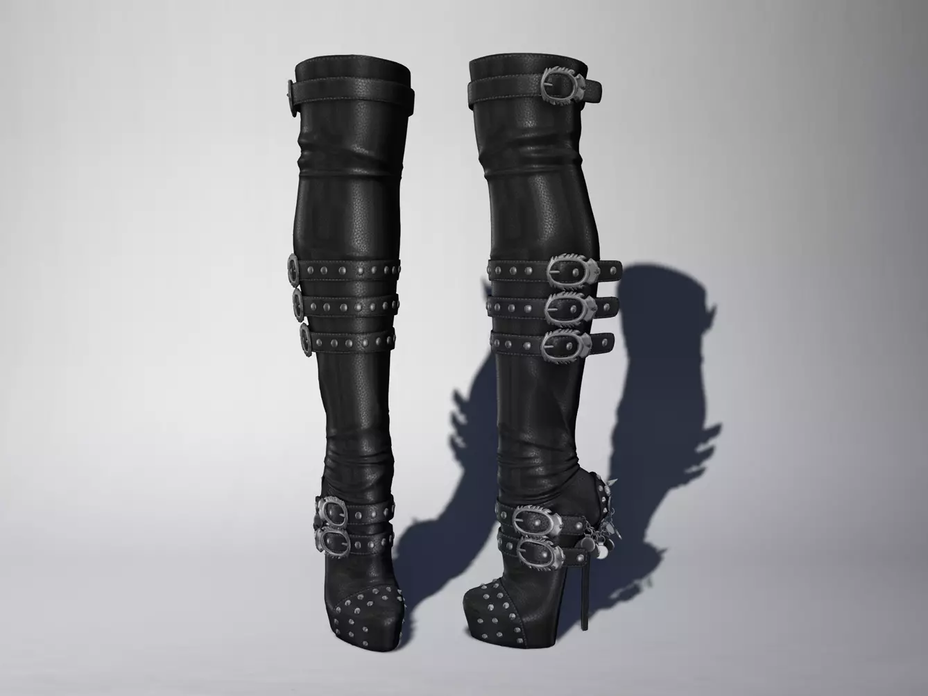 Leather Boots 3D Black 11 Low-poly 3D model
