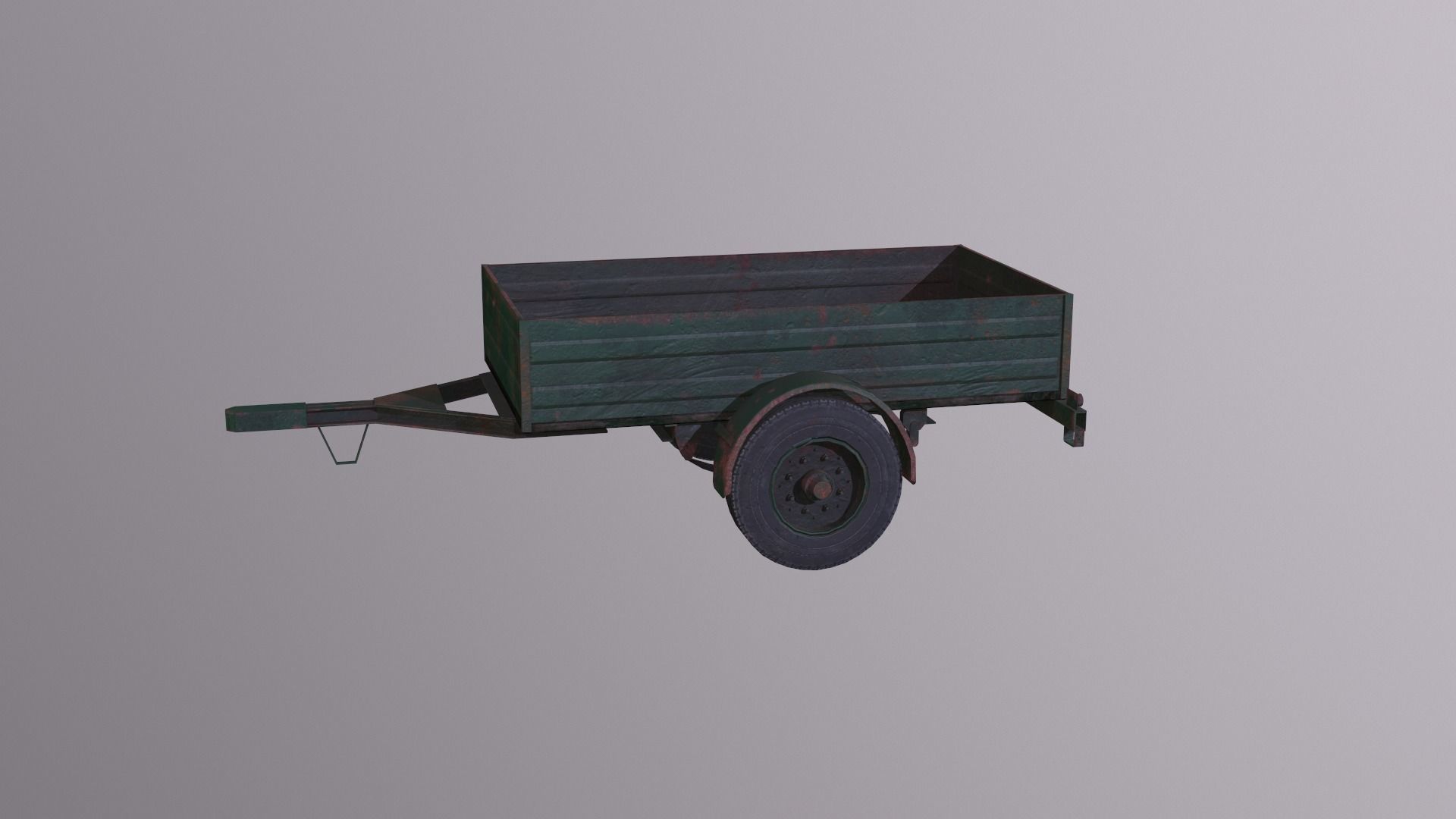 Trailer wooden wagon with wheels Low-poly 3D model_3