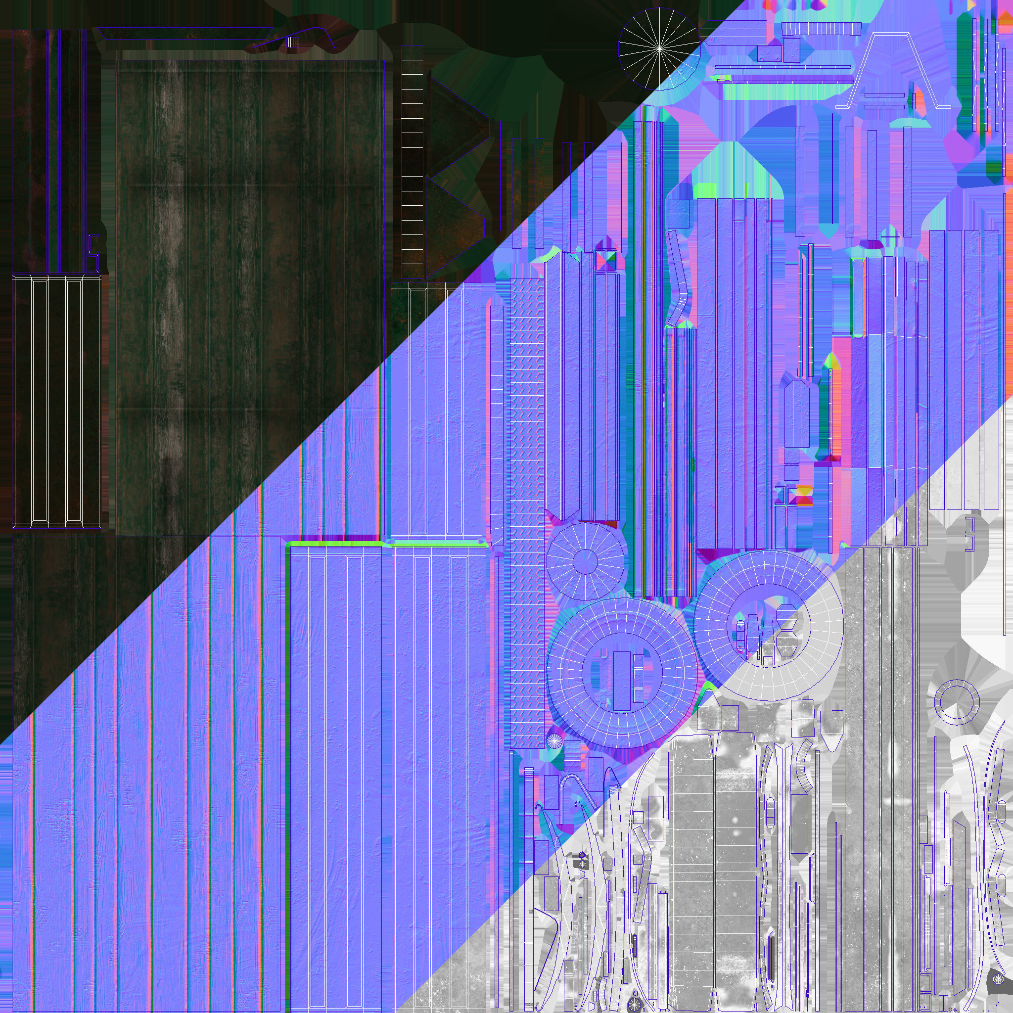 Trailer wooden wagon with wheels Low-poly 3D model_1