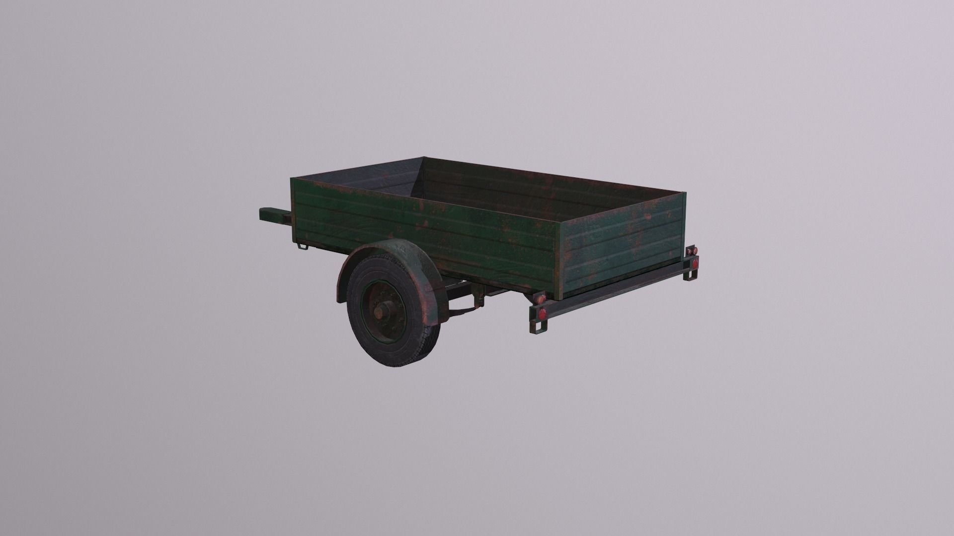 Trailer wooden wagon with wheels Low-poly 3D model_2