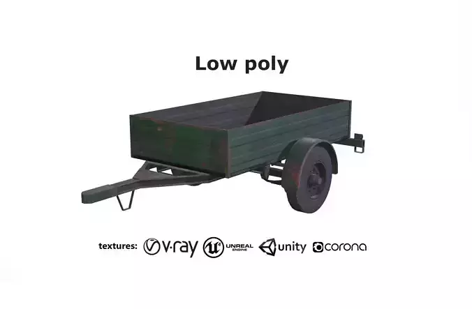 Trailer wooden wagon with wheels