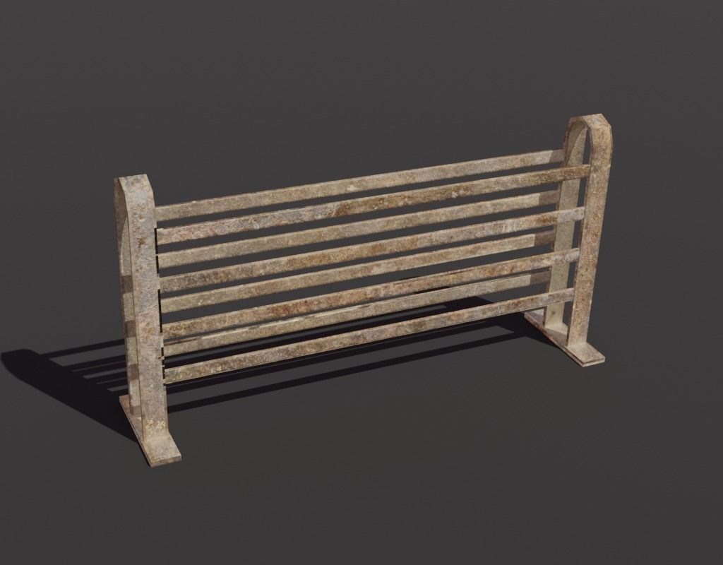street old rusty fences - gameready Low-poly 3D model_9