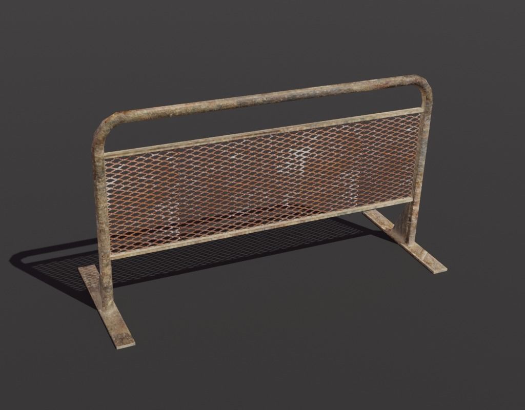 street old rusty fences - gameready Low-poly 3D model_3